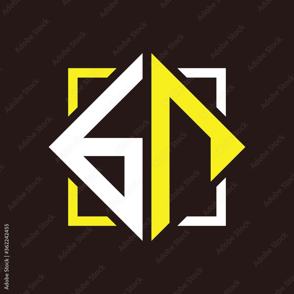 B N initial monogram quadrangle with square B N initial monogram quadrangle with square