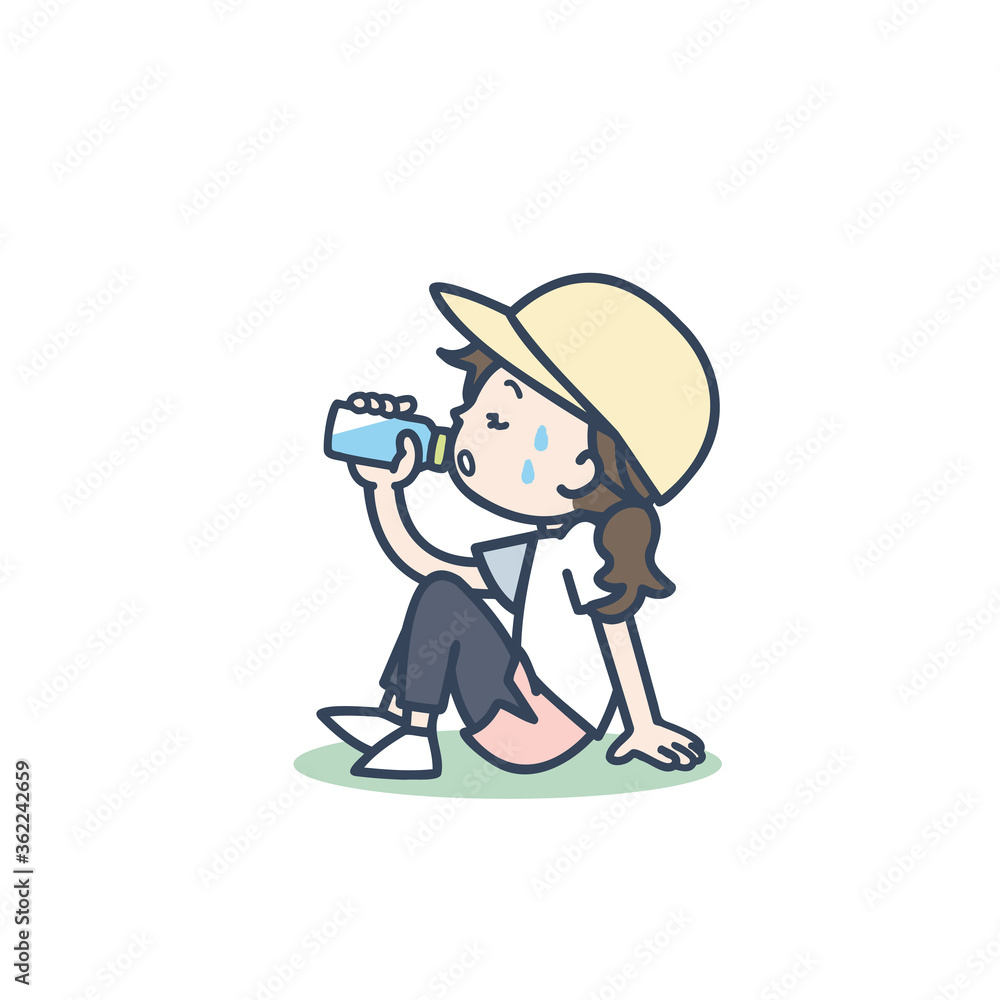 運動中 水分補給をする女性のイラスト Stock Vector Adobe Stock 運動中 水分補給をする女性のイラスト Stock Vector Adobe Stock