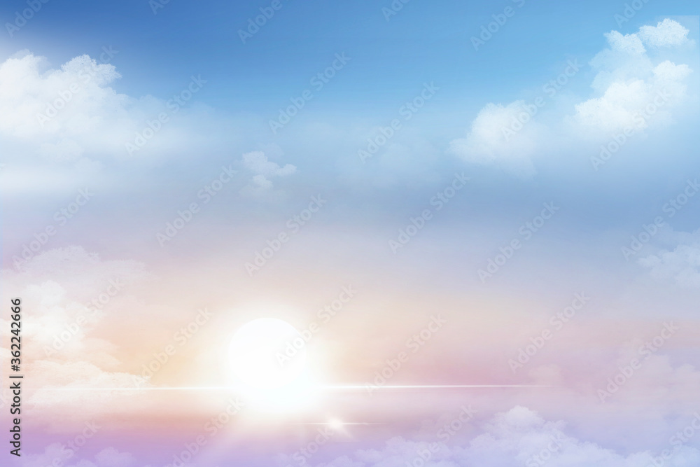 Morning sky, Dramatic atmosphere with patel tone in orange pink yellow, blue and white fluffy clouds, Beautiful scene soft blue sky and cloudy sunrise background, Morning sky, Dramatic atmosphere with patel tone in orange pink yellow, blue and white fluffy clouds, Beautiful scene soft blue sky and cloudy sunrise background,