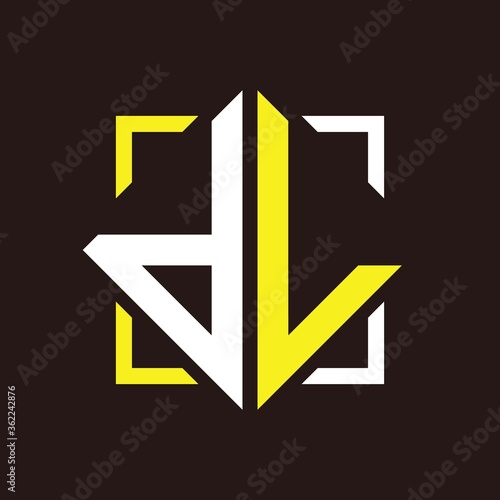 D L Initials quadrangle monogram with square