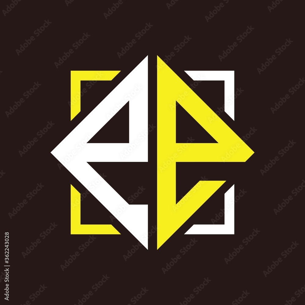E E Initials quadrangle monogram with square E E Initials quadrangle monogram with square