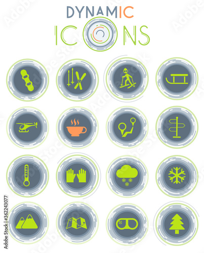 skiing dynamic icons