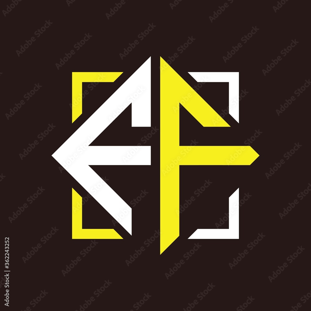 F F Initials quadrangle monogram with square F F Initials quadrangle monogram with square