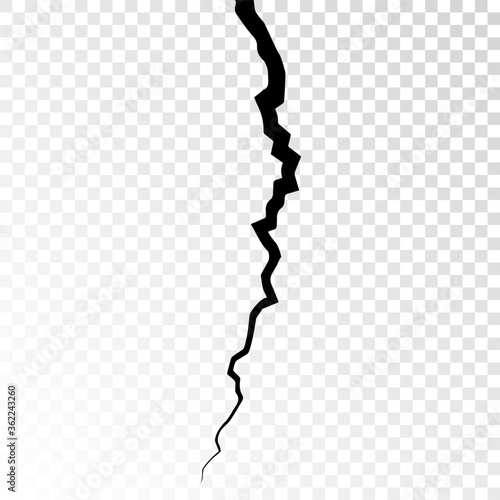 Surface cracked ground. Sketch crack texture. Split terrain after earthquake. Vector illustration on transparent background photo