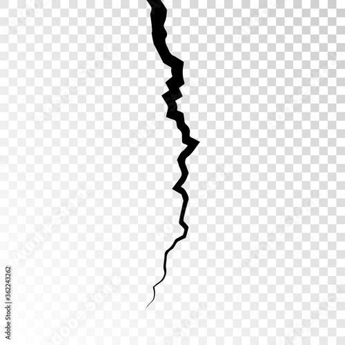 Surface cracked ground. Sketch crack texture. Split terrain after earthquake. Vector illustration on transparent background