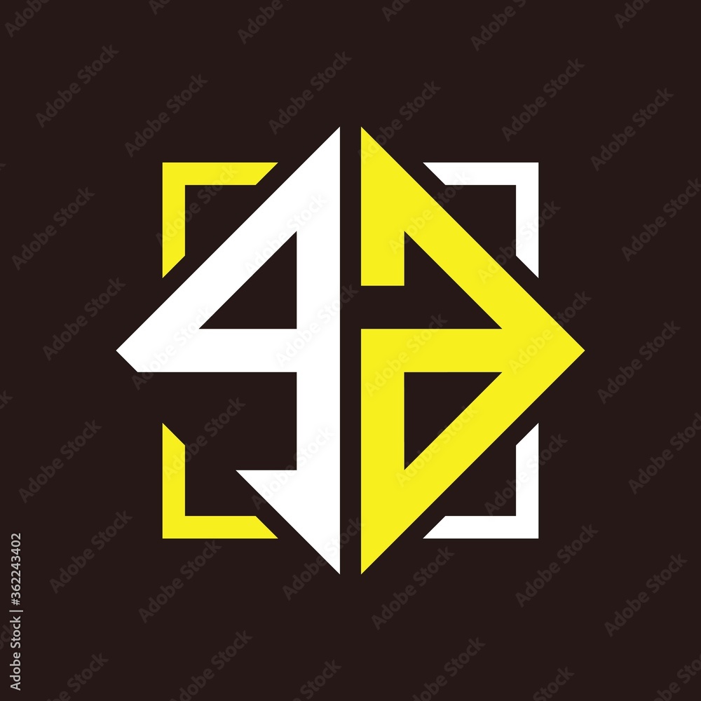 G A Initials quadrangle monogram with square G A Initials quadrangle monogram with square