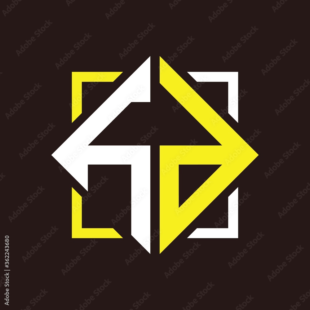 H D Initials quadrangle monogram with square H D Initials quadrangle monogram with square