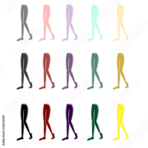 tights of different colors on female legs
