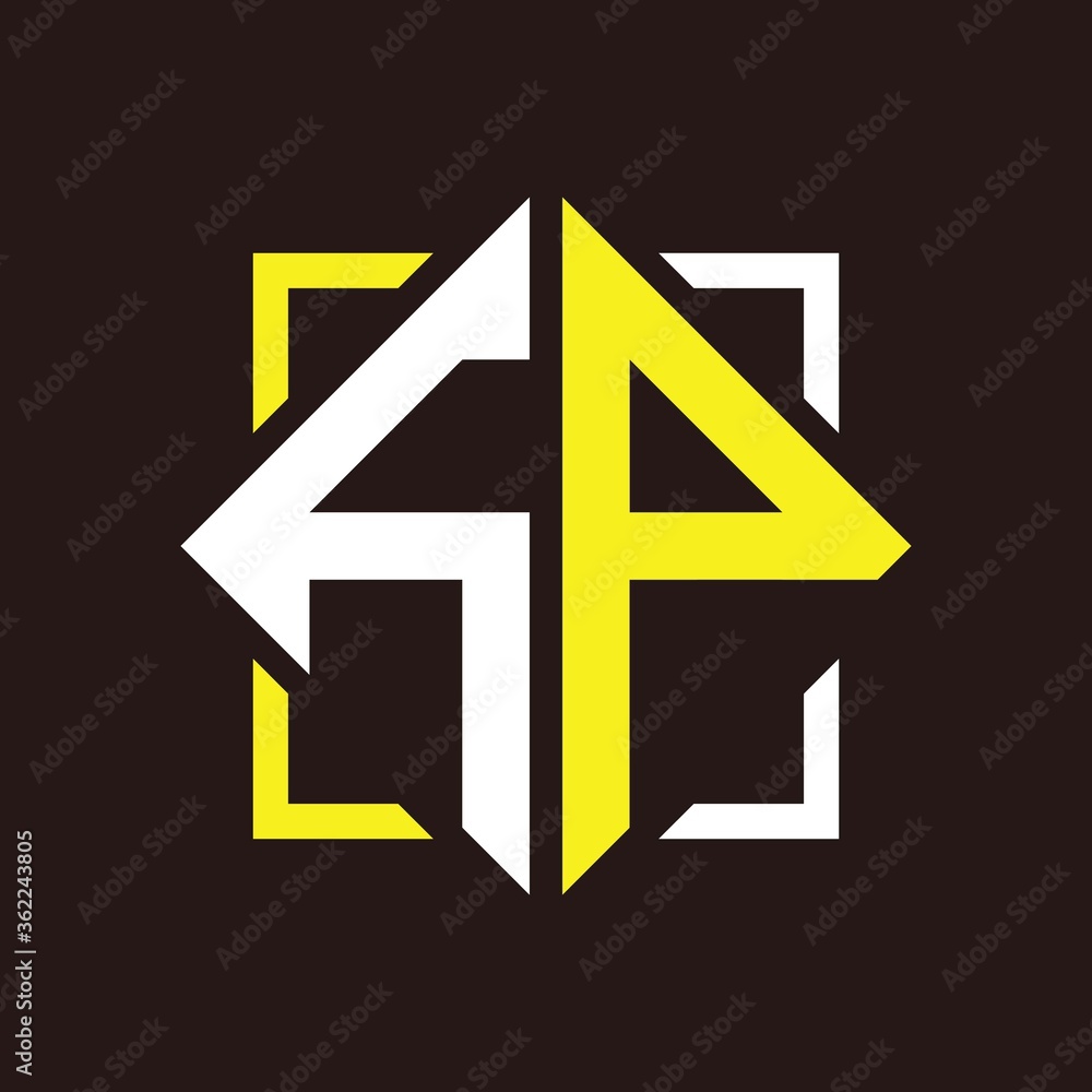 H P Initials quadrangle monogram with square H P Initials quadrangle monogram with square