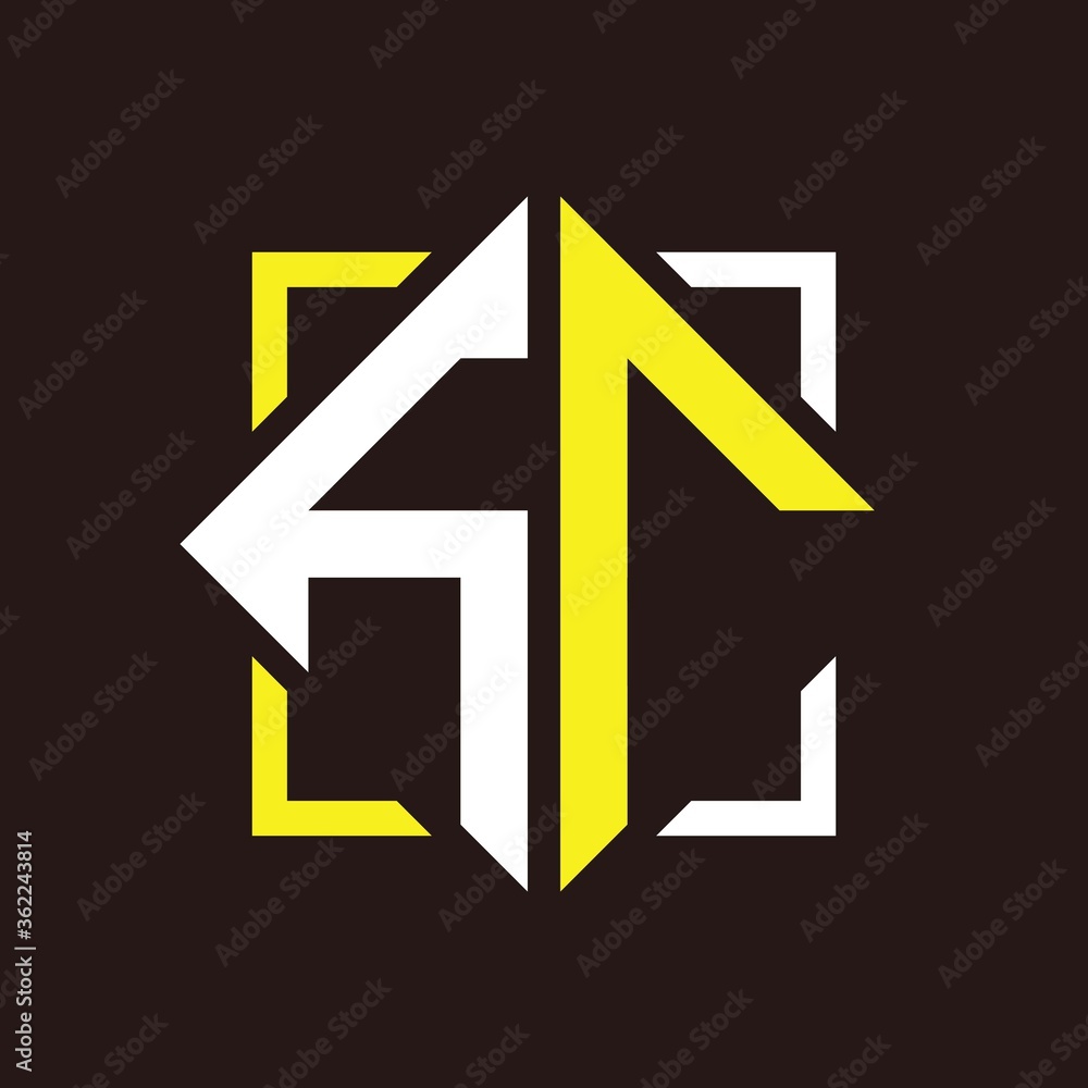 H R Initials quadrangle monogram with square H R Initials quadrangle monogram with square