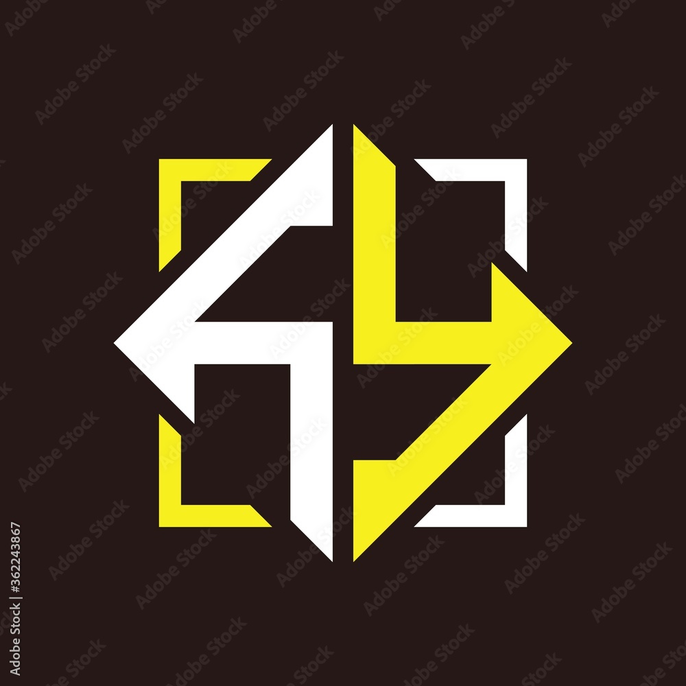H Y Initials quadrangle monogram with square H Y Initials quadrangle monogram with square