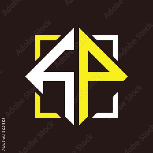 H P Initials quadrangle monogram with square Free Download H P Initials quadrangle monogram with square - GFXLoad
