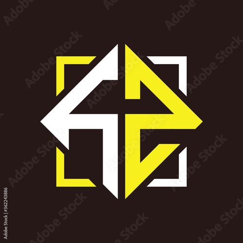 H Z Initials quadrangle monogram with square Free Download H Z Initials quadrangle monogram with square - GFXLoad