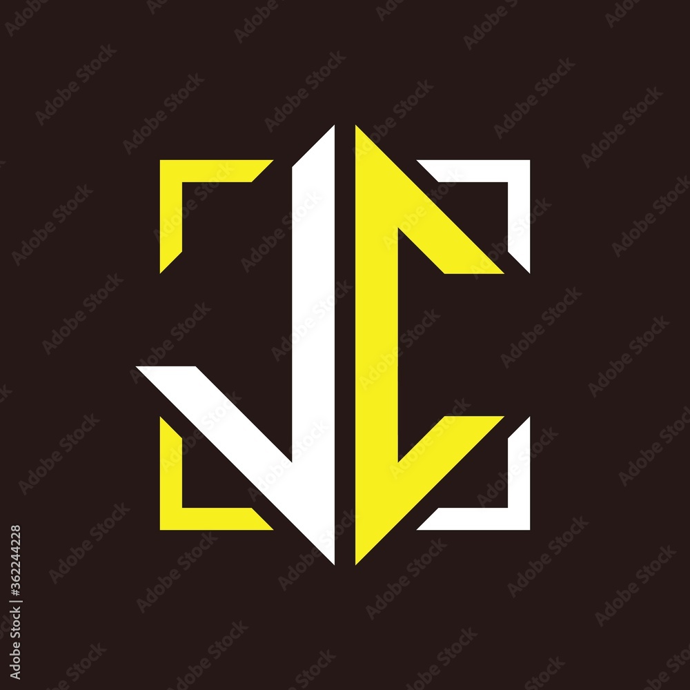 J C Initials quadrangle monogram with square J C Initials quadrangle monogram with square
