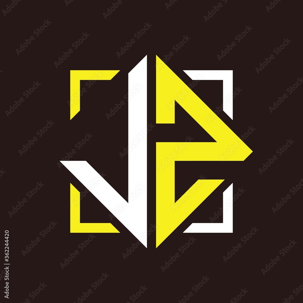 J Z Initials quadrangle monogram with square J Z Initials quadrangle monogram with square