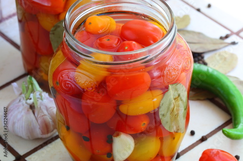 jars of pickled tomatoes