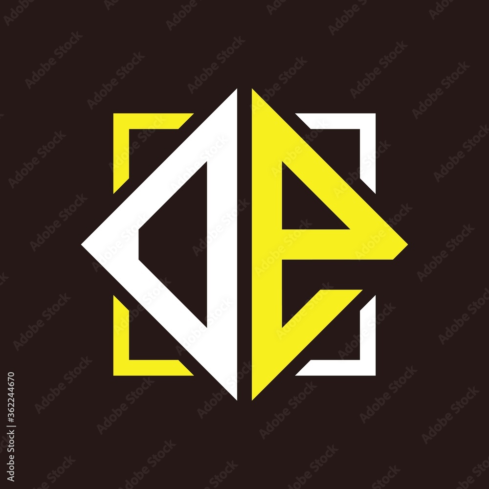 O E Initials quadrangle monogram with square O E Initials quadrangle monogram with square
