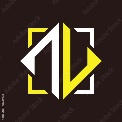 N U Initials quadrangle monogram with square Free Download N U Initials quadrangle monogram with square - GFXLoad