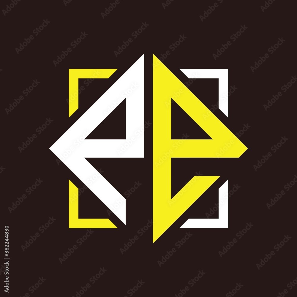 P E Initials quadrangle monogram with square P E Initials quadrangle monogram with square