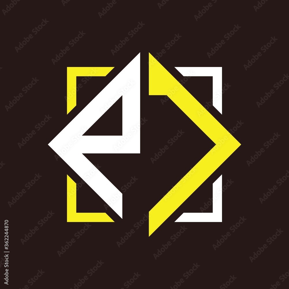 P J Initials quadrangle monogram with square P J Initials quadrangle monogram with square