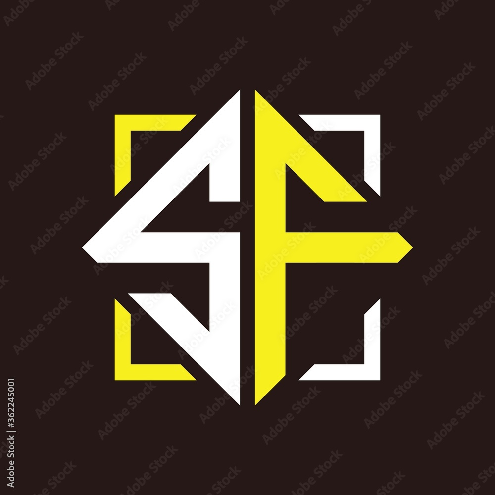 S F Initials quadrangle monogram with square S F Initials quadrangle monogram with square