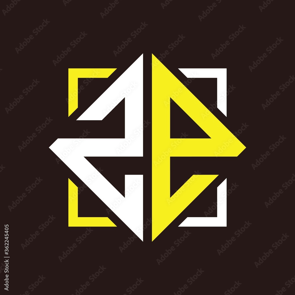 Z E Initials quadrangle monogram with square Z E Initials quadrangle monogram with square