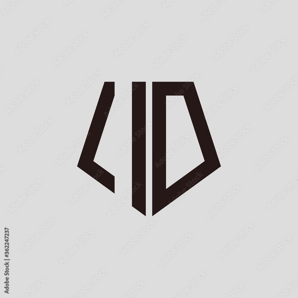 Fototapeta premium I D black pentagon initials with a gray background