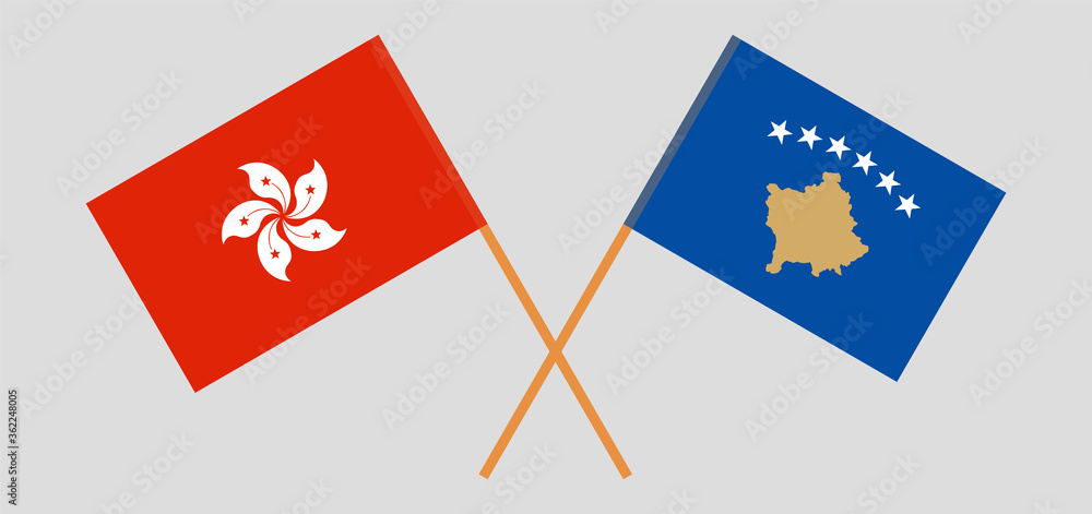 Crossed flags of Kosovo and Hong Kong Crossed flags of Kosovo and Hong Kong