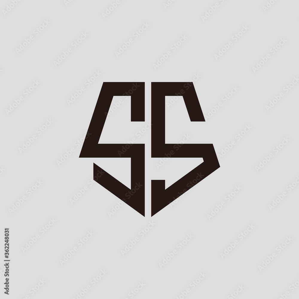 Obraz premium S S black pentagon initials with a gray background