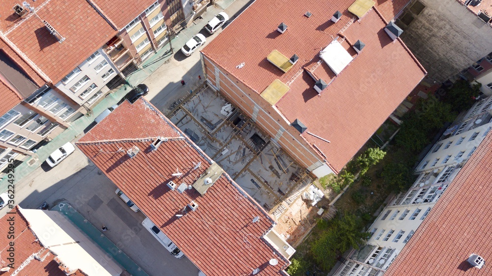 Aerial view the Construction of buildings in the city center