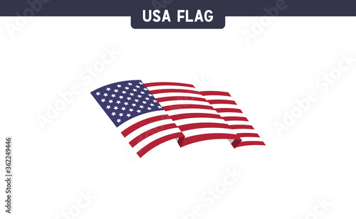 USA flag, national emblem of the United States of America. Vector design. Independence day patriotic symbol.