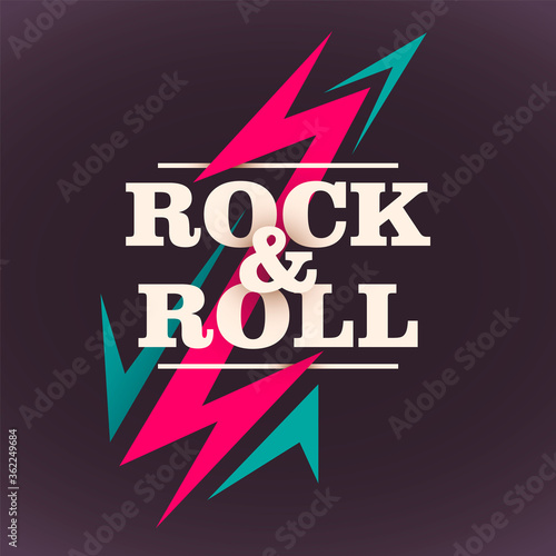 Rock and roll typographic sticker design. Vector illustration.