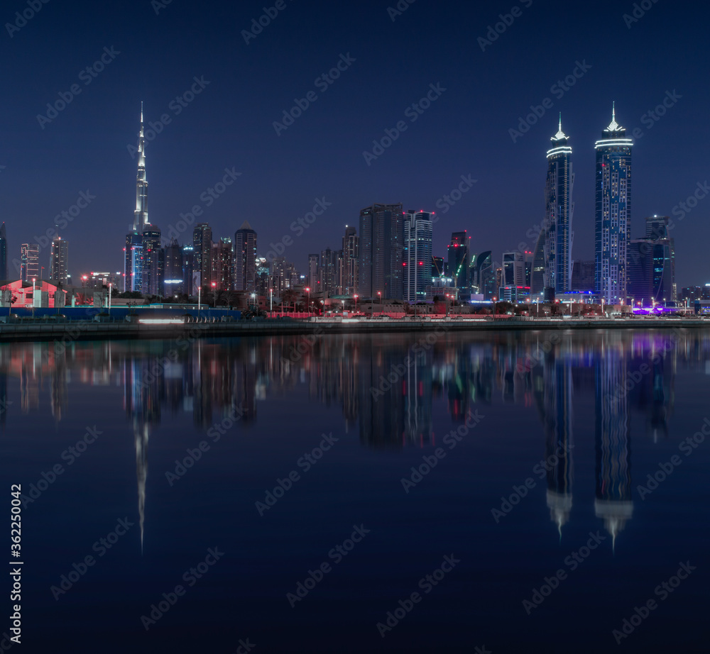 Dubai Water Canal Area at Night