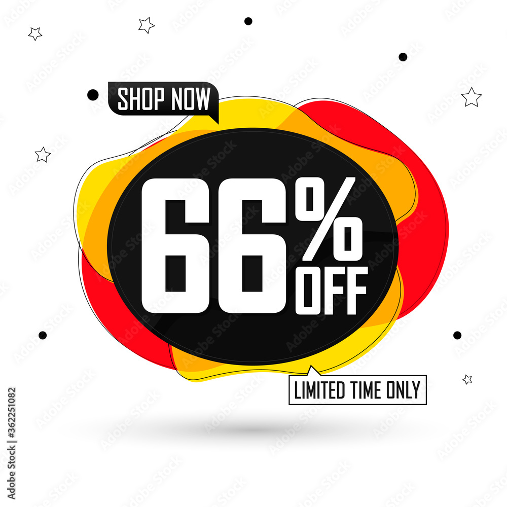 Fototapeta premium Sale 66% off, bubble banner design template, discount tag, app icon, vector illustration