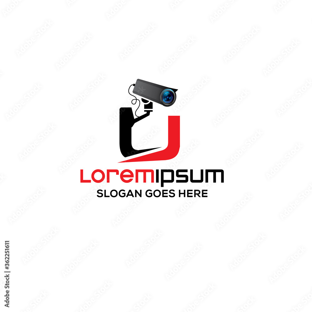 Creative U letter CCTV camera logo design template, Realistic CCTV logo vector design Creative U letter CCTV camera logo design template, Realistic CCTV logo vector design