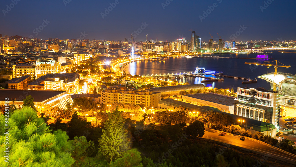 Baku aerial panoramic view