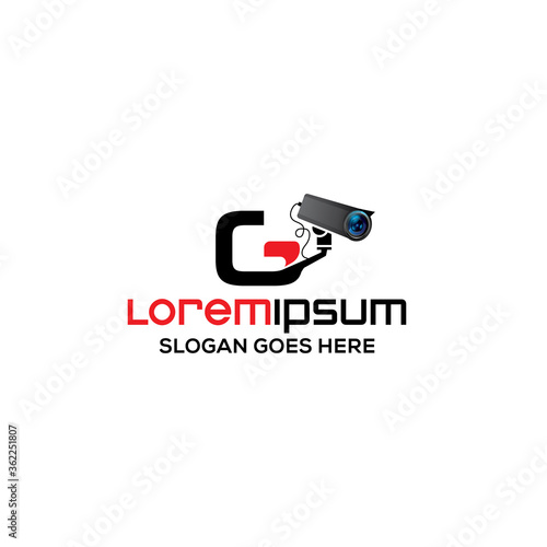 Creative G letter  CCTV camera logo design template, Realistic CCTV logo vector design