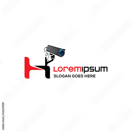 Creative H  letter  CCTV camera logo design template, Realistic CCTV logo vector design