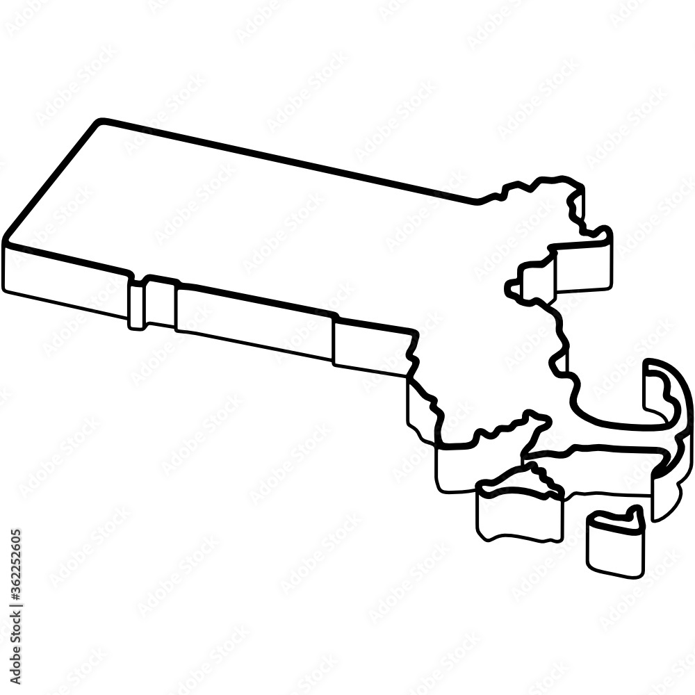 Three-dimensional map of Massachusetts State Three-dimensional map of Massachusetts State