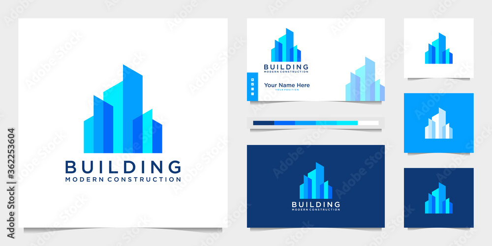 design logos and building construction business cards, inspiring city building abstract logos modern.