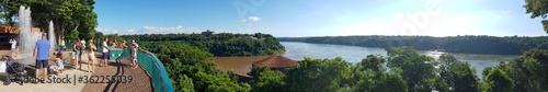 Igua  u River  binational border between Brazil and Paraguay.