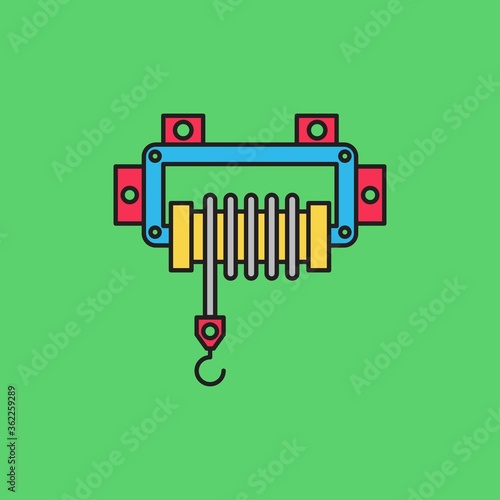 winch filled outline Icon. construction and tool vector illustration on color background