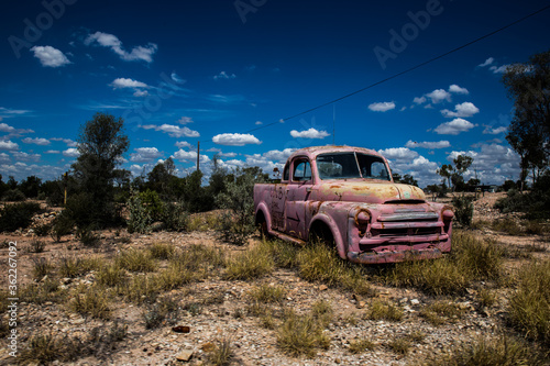 Abandoned classic car in Australian desert