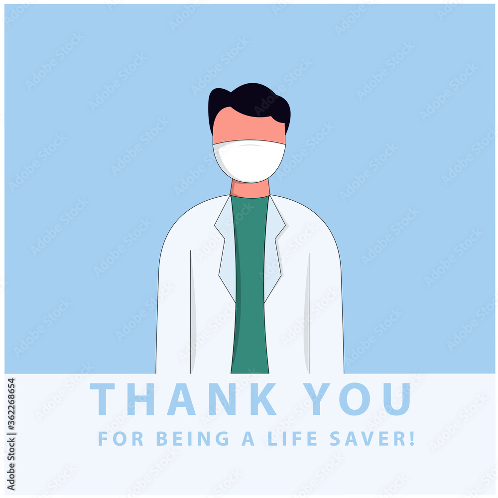 illustration thank you doctor with a mask