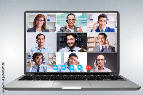 Concept of virtual collaboration through videoconferencing photo