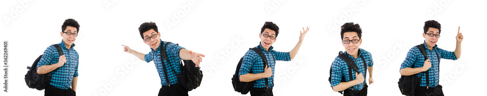Student with backpack isolated on the white Student with backpack isolated on the white