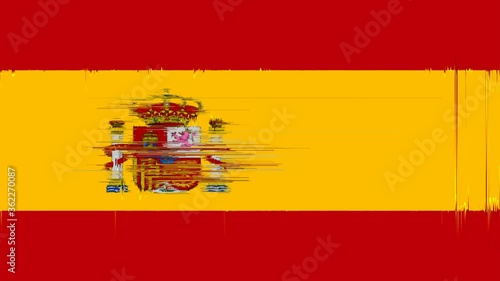 Wallpaper Mural Interferences on SPAIN FLAG background, pixelated effect, Spanish damages screen, bad reception, problems, computer bug animation broadcasting, loop, copy space. Torontodigital.ca