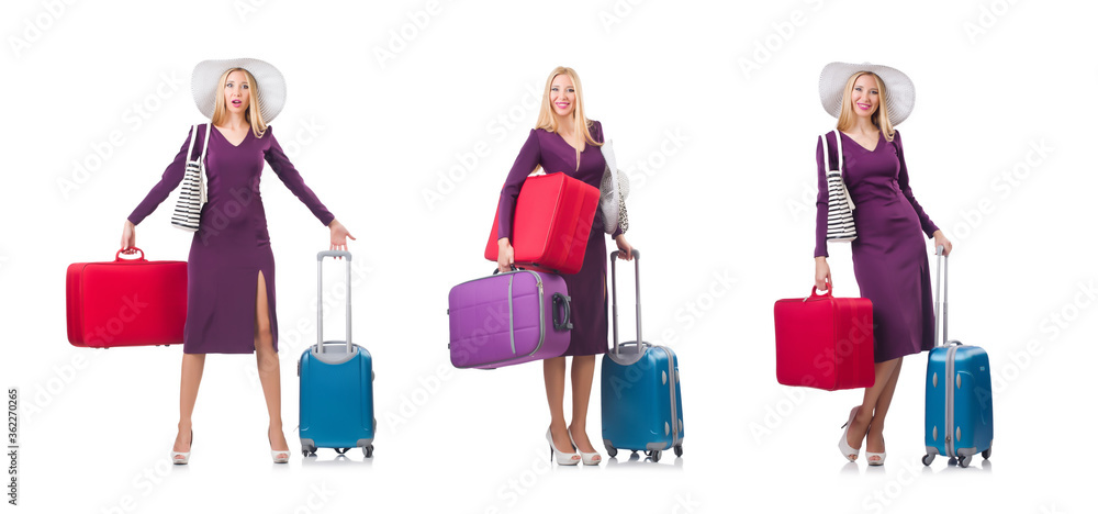 Woman going to summer vacation isolated on white Woman going to summer vacation isolated on white
