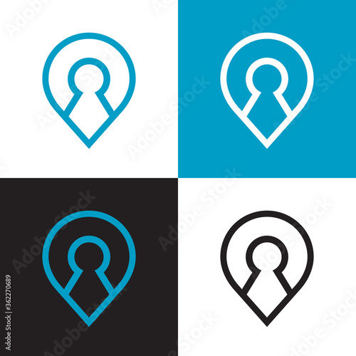 Abstract people and map pin logo concept, location pointer and human icon - Vector