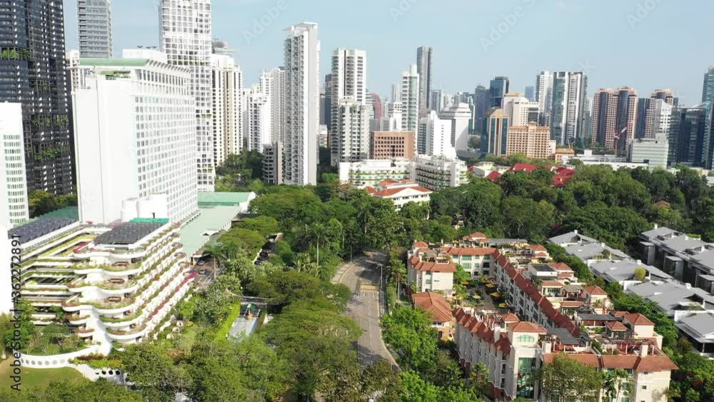 Singapore May 2019 4k aerial video of Singapore skyline look from Orange Grove Road during afternoon Singapore May 2019 4k aerial video of Singapore skyline look from Orange Grove Road during afternoon